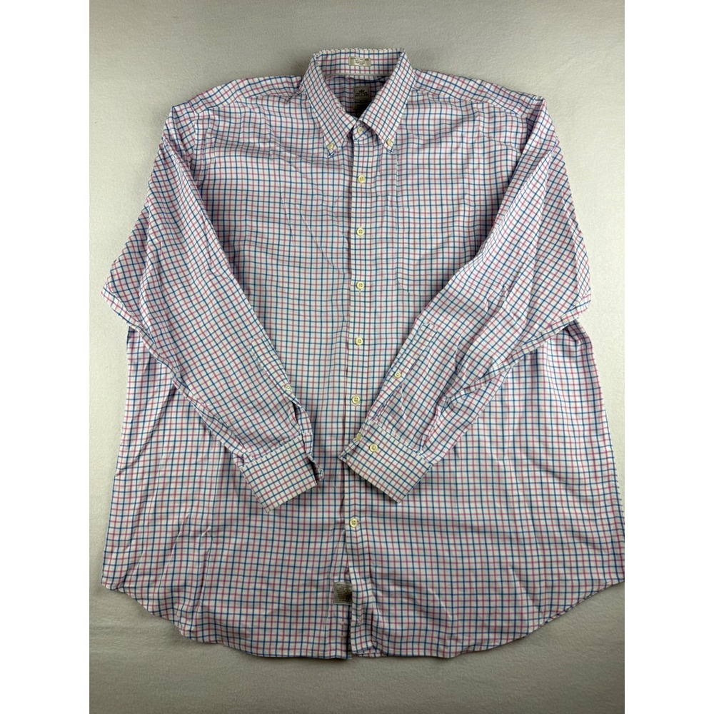Peter Millar Nanoluxe Easy Care Mens XXL Blue Pink Check Button Down Shirt